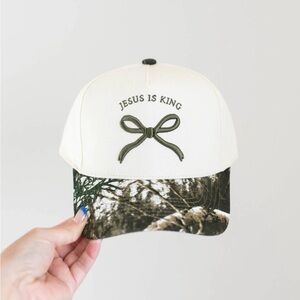Jesus is King Camo Bow Hat